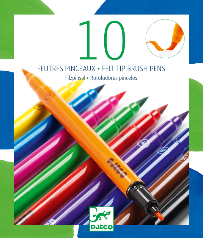 10 Felt Tip Brush Pens - Classic Felt Tips