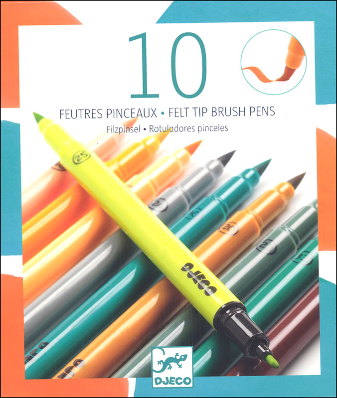 10 Felt Tip Brush Pens - Nature Felt Tips