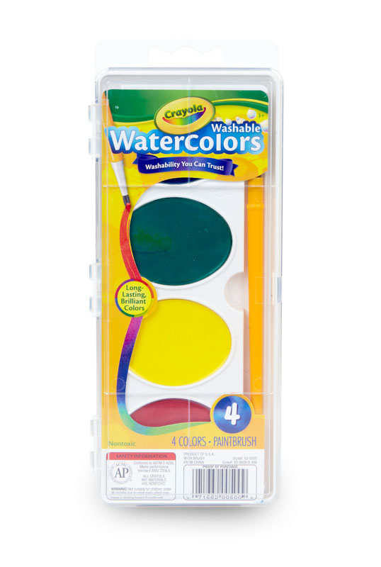 Crayola Washable Watercolor Set (4 Oval Pans and 1 Brush)
