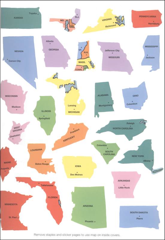 Map of the United States Sticker Picture | Dover Publications ...