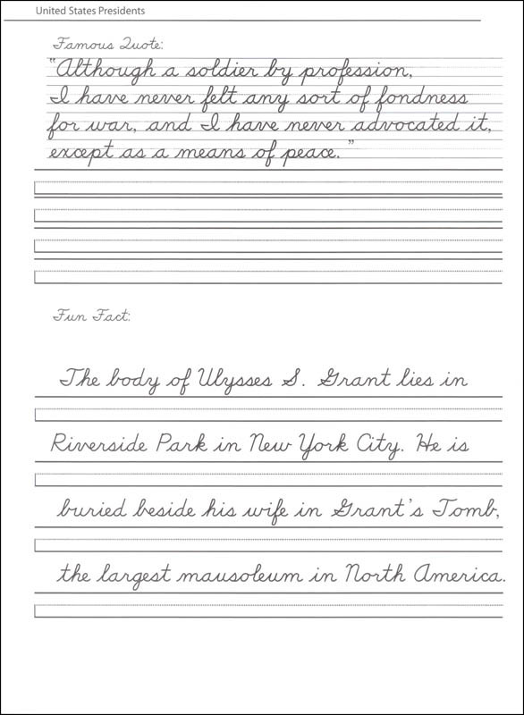 45 United States Presidents Character Writing Worksheets D'Nealian ...