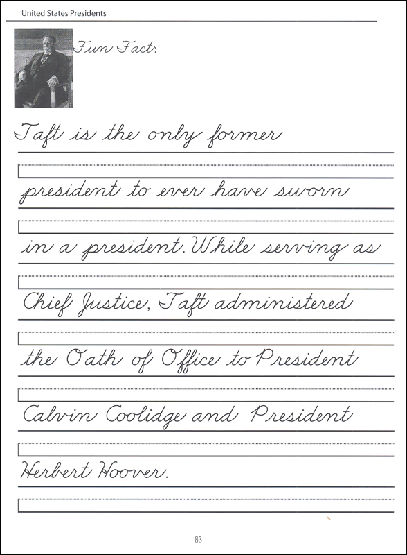 45 United States Presidents Character Writing Worksheets Zaner-Bloser