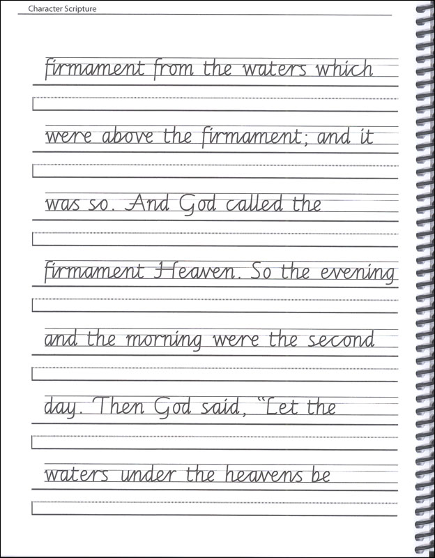 Scripture Character Writing Worksheets Italic Style Beginning Cursive