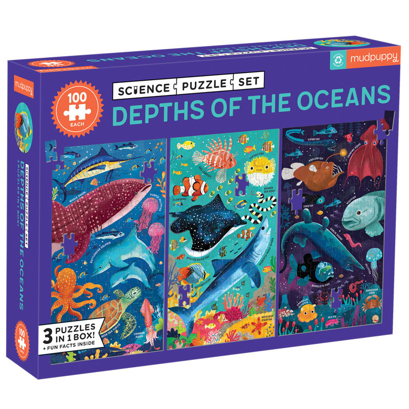 Depths of the Oceans Science Puzzle Set - Three 100 piece puzzles