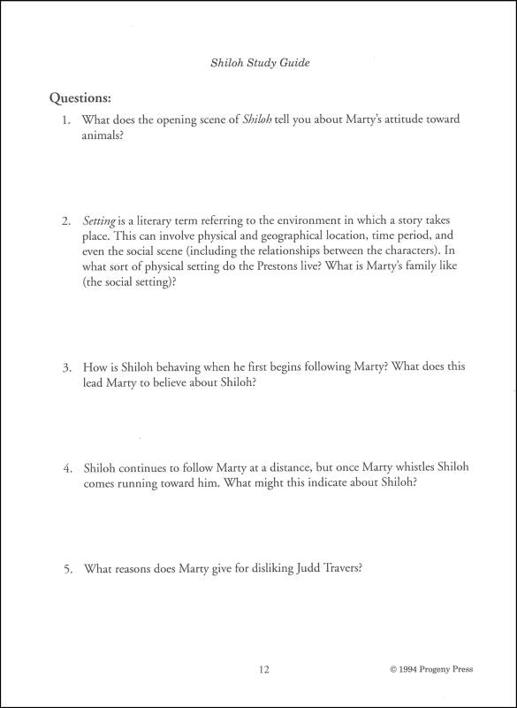 Shiloh Study Guide Progeny Press 9781586093518
