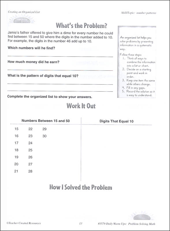 problem solving warm ups