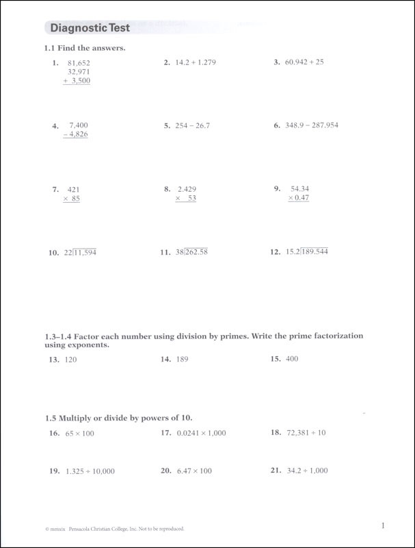 Intermediate Mathematics Supplementary Exercises | A Beka Book