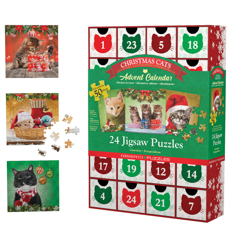 Christmas Cats Advent Calendar (24 50-piece Jigsaw Puzzles)