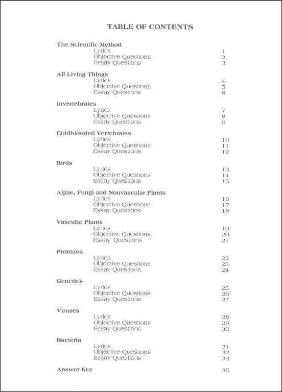 Lyrical Life Science Volume 1 Workbook Only Lyrical Learning