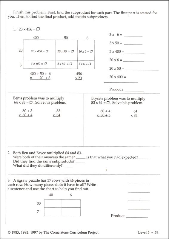 Making Math Meaningful 5 Workbook | Cornerstone Curriculum Project ...