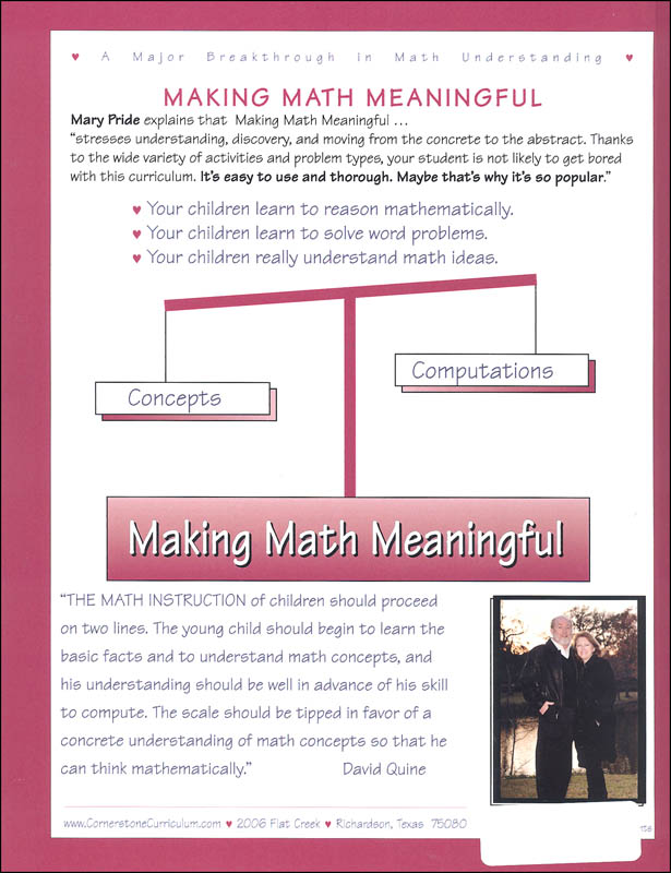 Making Math Meaningful 6 Student Workbook | Cornerstone Curriculum ...