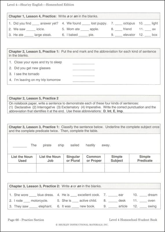 Shurley English Homeschool Workbook Level 4 Shurley Instructional Materials 9781585610372