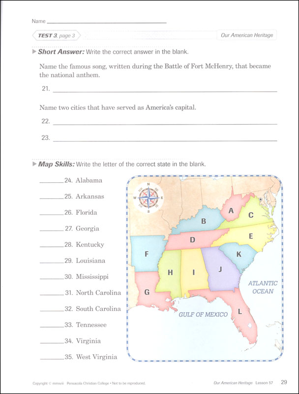 Our American Heritage Quizzes/Tests Book (5th Edition) | A Beka Book