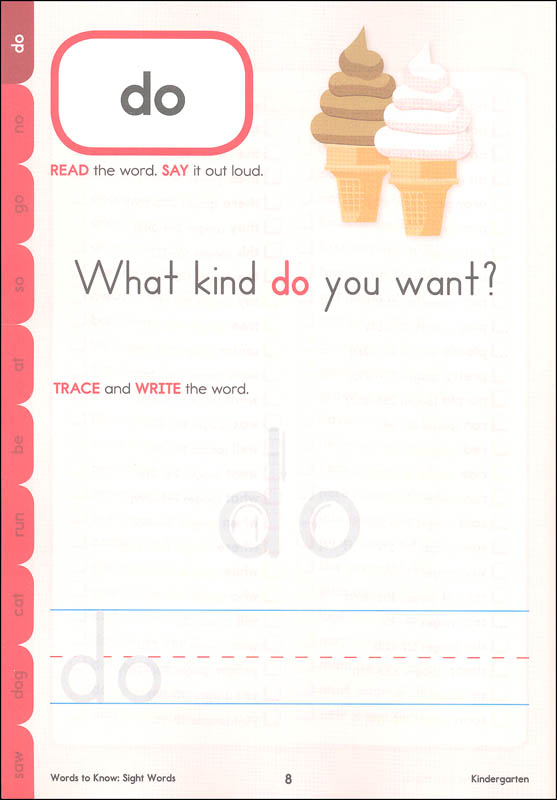 Words to Know Sight Words - Kindergarten | Brighter Child | 9781483849324