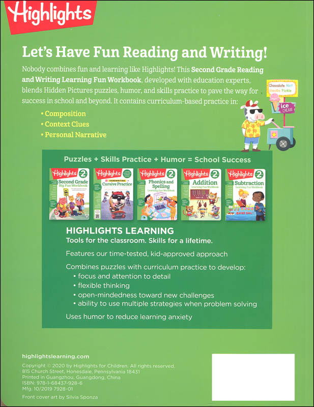 Second Grade Reading and Writing Learning Fun Workbook | Highlights ...