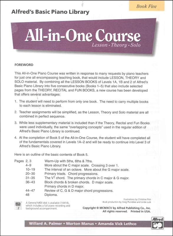 Alfred's Basic AllinOne Course Book 5 Alfred Publishing 9780739029787 Alfred's Basic AllinOne Course Book 5 Alfred Publishing 9780739029787