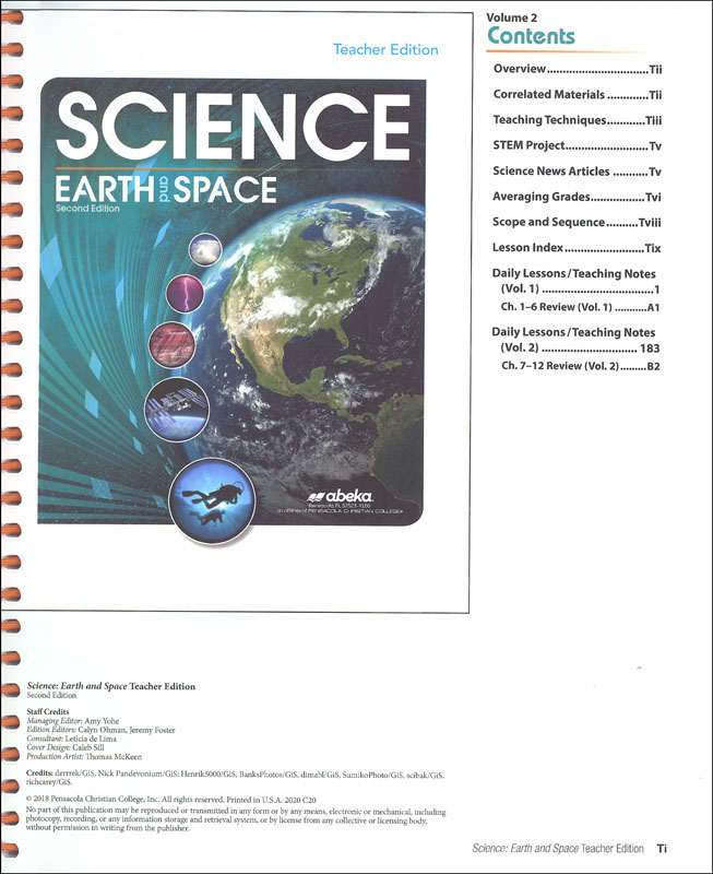 Science: Earth And Space Teacher Edition Volumes 1 & 2 | A Beka Book