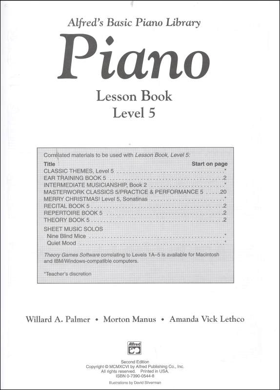 Alfred's Basic Course Level 5 Lesson Book | Alfred Publishing ...