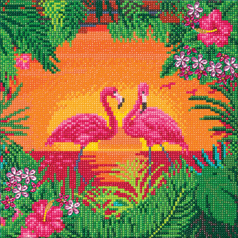 Crystal Art Medium Framed Kit - Fancy Flamingoes