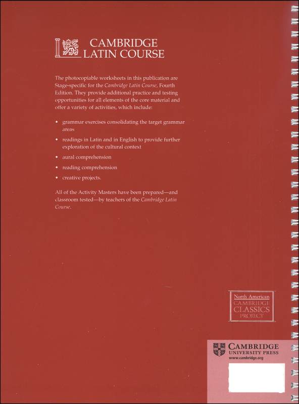 Cambridge Latin Course Unit 1 Activity Masters Cambridge University