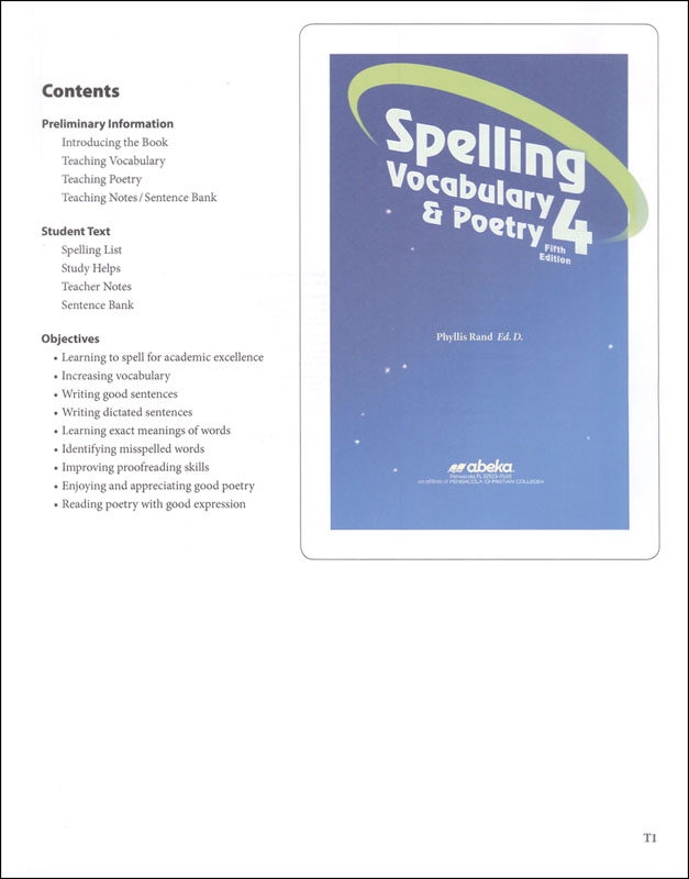 Spelling, Vocabulary and Poetry 4 Teacher's Edition (3rd Edition) | A ...