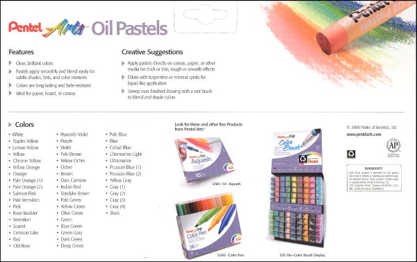 Pentel Oil Pastels 50/Pkg-Assorted Colors 