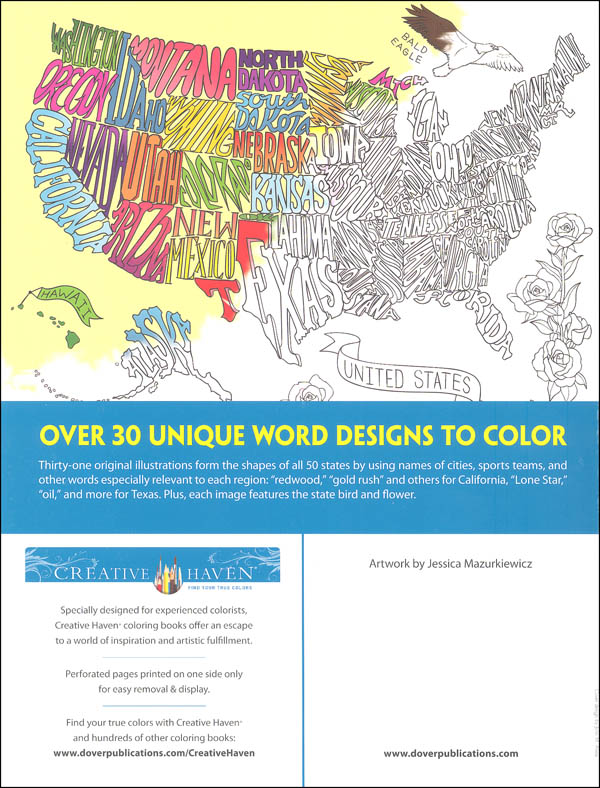 U.S.A. Whimsy WordPlay Coloring Book (Creative Haven) Dover