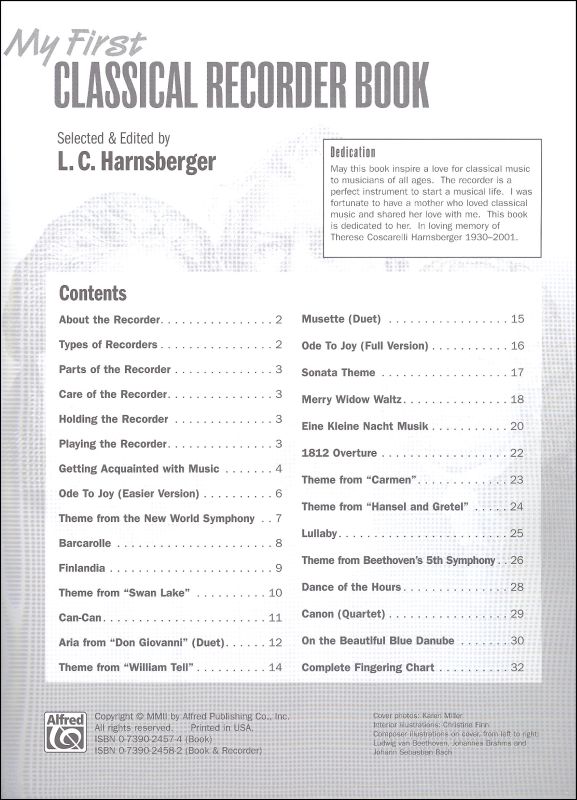 My First Classical Recorder Book Alfred Publishing 9780739024577