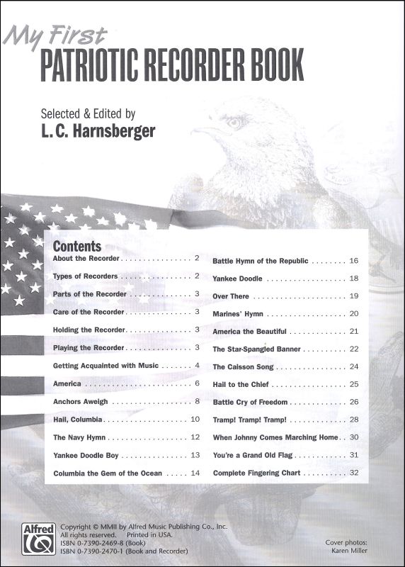 My First Patriotic Recorder Book Alfred Publishing 9780739024690
