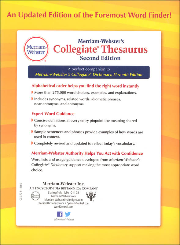 Merriam Webster S Collegiate Thesaurus 2ed Merriam Webster