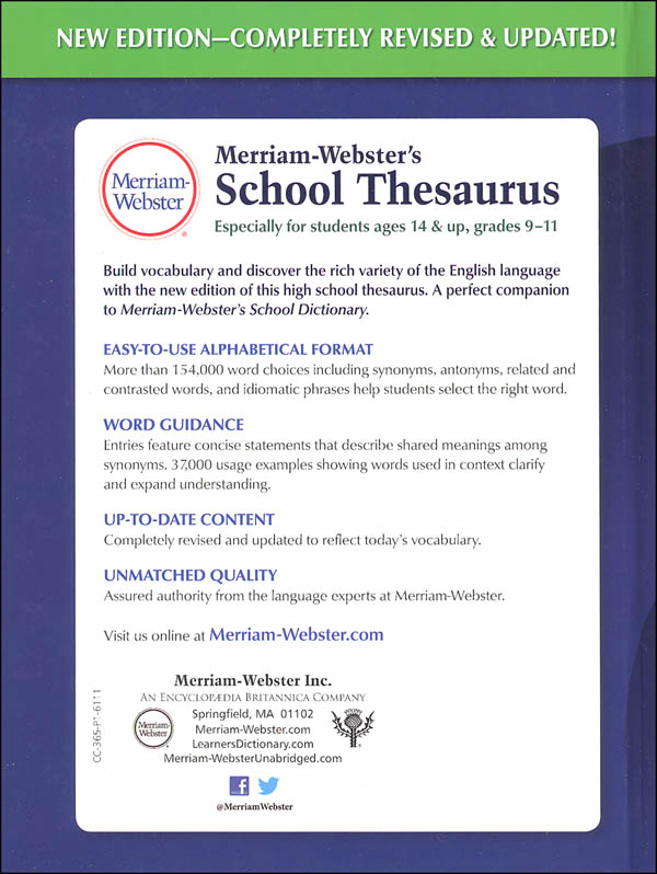 Merriamster's School Thesaurus Merriamster 9780877793656