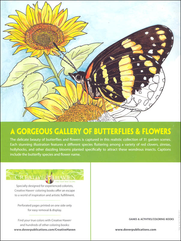 Butterfly Gardens Coloring Book (Creative Haven) | Dover ...