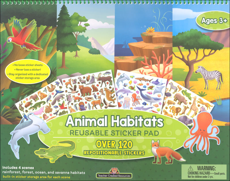 Reusable Sticker Pads - Animal Habitats | Teacher Created Resources |
