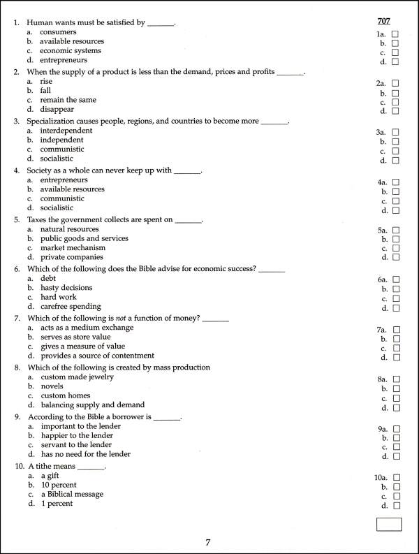 History & Geography LIFEPAC Diagnostic Test Grades 712 Alpha Omega