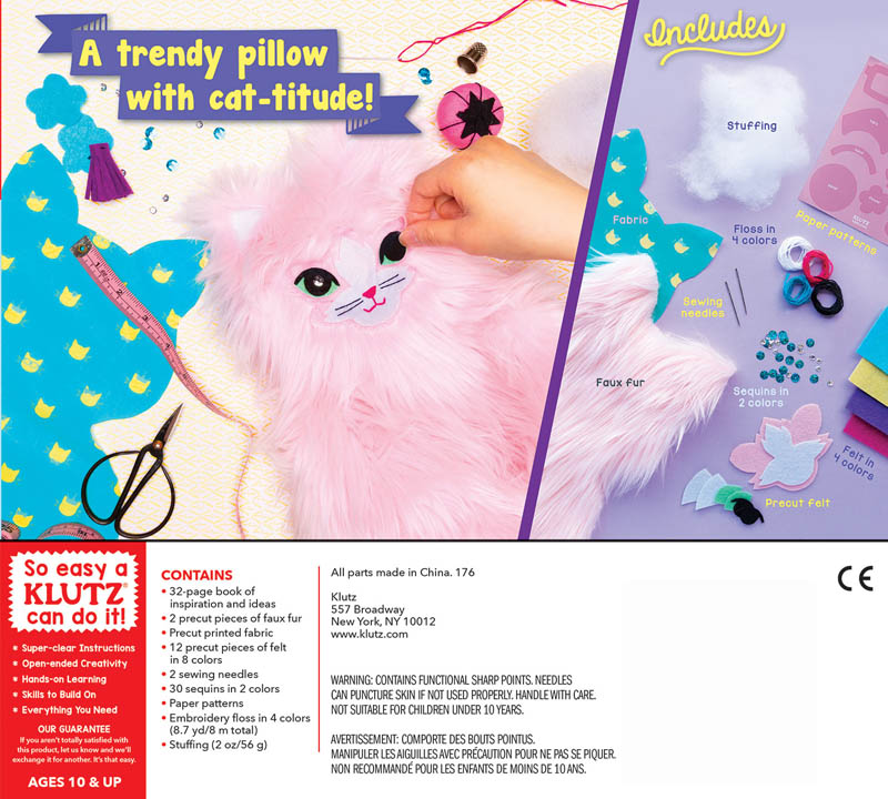 klutz fluffy cat pillow