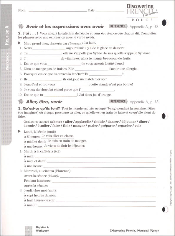 Discovering French Nouveau Workbook with Lesson Review Bookmarks Level