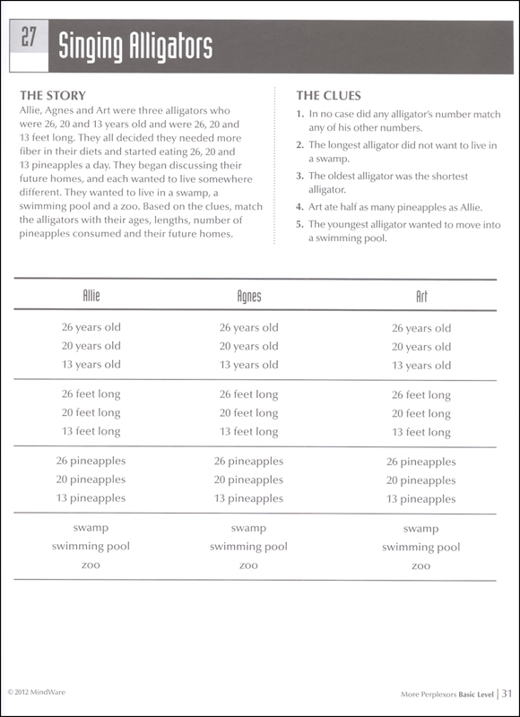 Perplexors Level D 029673 Details Math Logic Puzzles Critical 