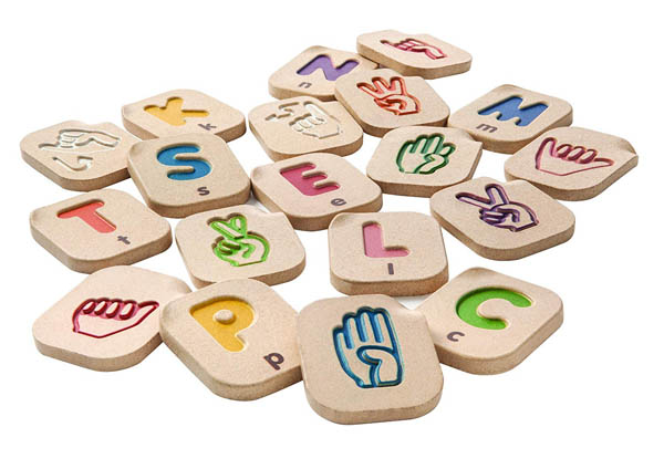 Hand Sign Alphabet A-Z Wooden Tile Set