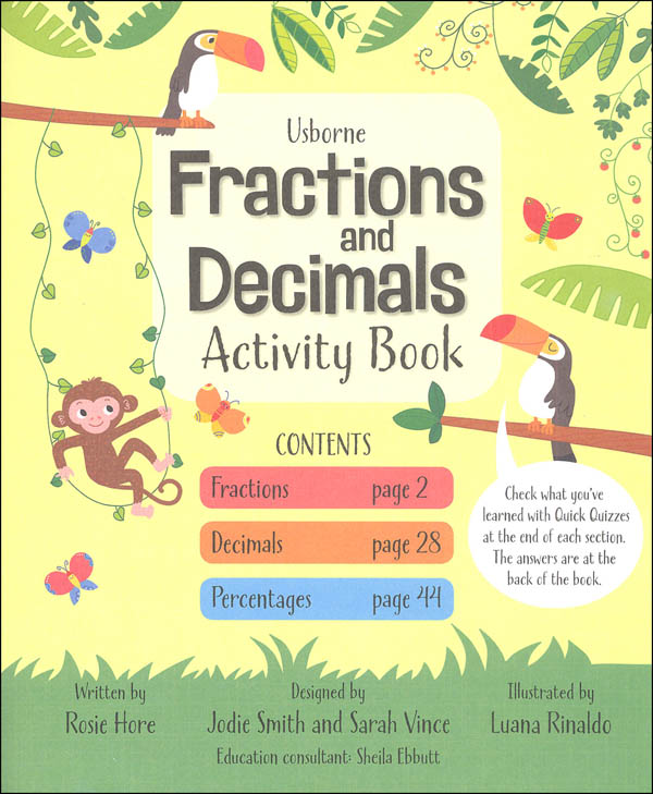 Fractions and Decimals Activity Book (Usborne Math Sticker Activity