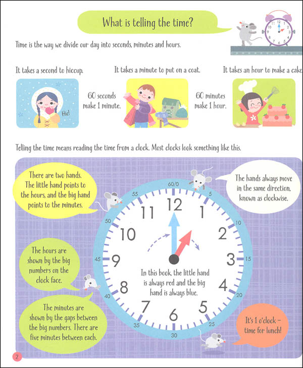Telling the Time Activity Book (Usborne Math Sticker Activity Books