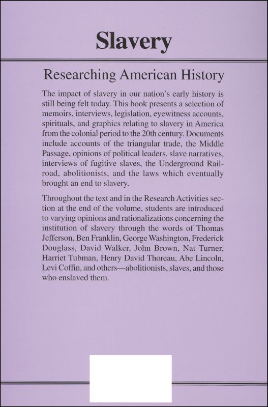 research paper on slavery in america