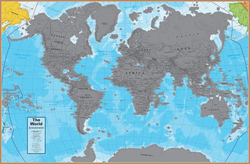 Scratch Off World Map | Hemispheres