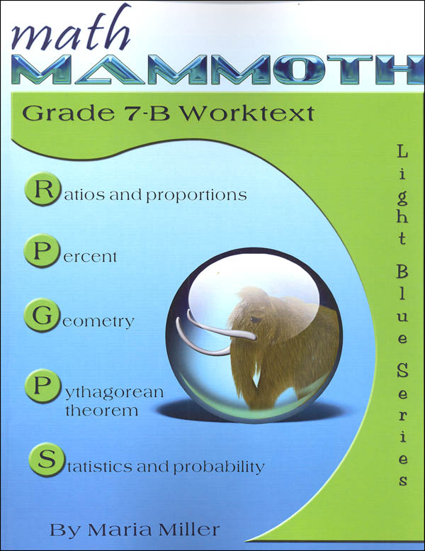 Math Mammoth Light Blue Series Grade 7-B Worktext (Colored Version)
