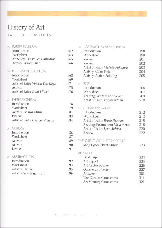 History of Art Workbook Veritas Press 9781936648412
