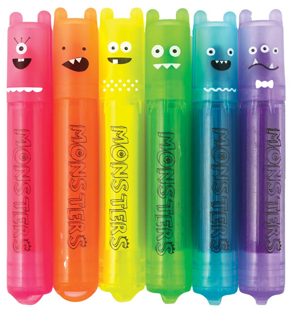 Mini Monsters Scented Neon Markers (set Of 6) | OOLY