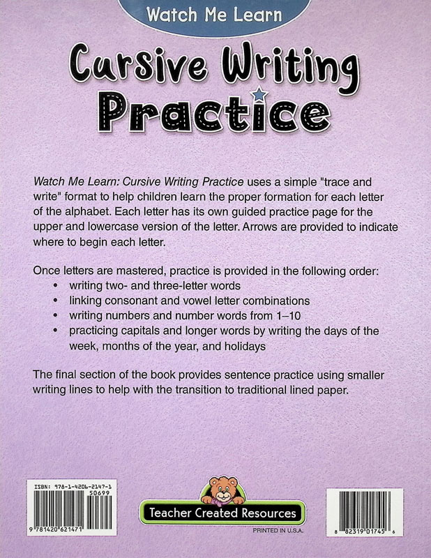 Watch Me Learn: Cursive Writing Practice | Teacher Created Resources ...