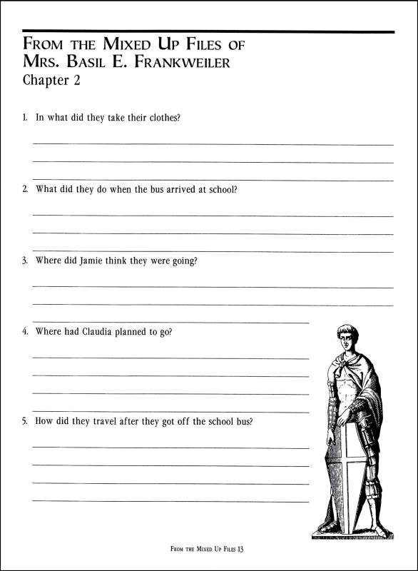 From the MixedUp Files of Mrs. Basil E. Frankweiler Comprehension