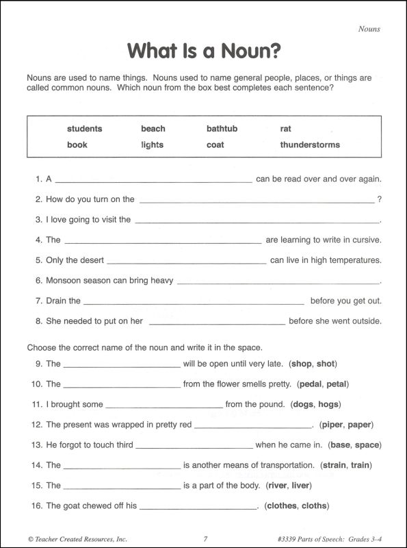 Parts of Speech Grades 3-4 (PMP) | Teacher Created Resources ...