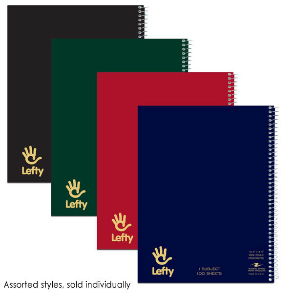 Left-Handed 1 Subject Wide Ruled 10.5"x8.5" Notebook 100 sheets