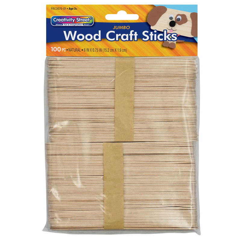 Craft Sticks - 100 6" Jumbo Natural